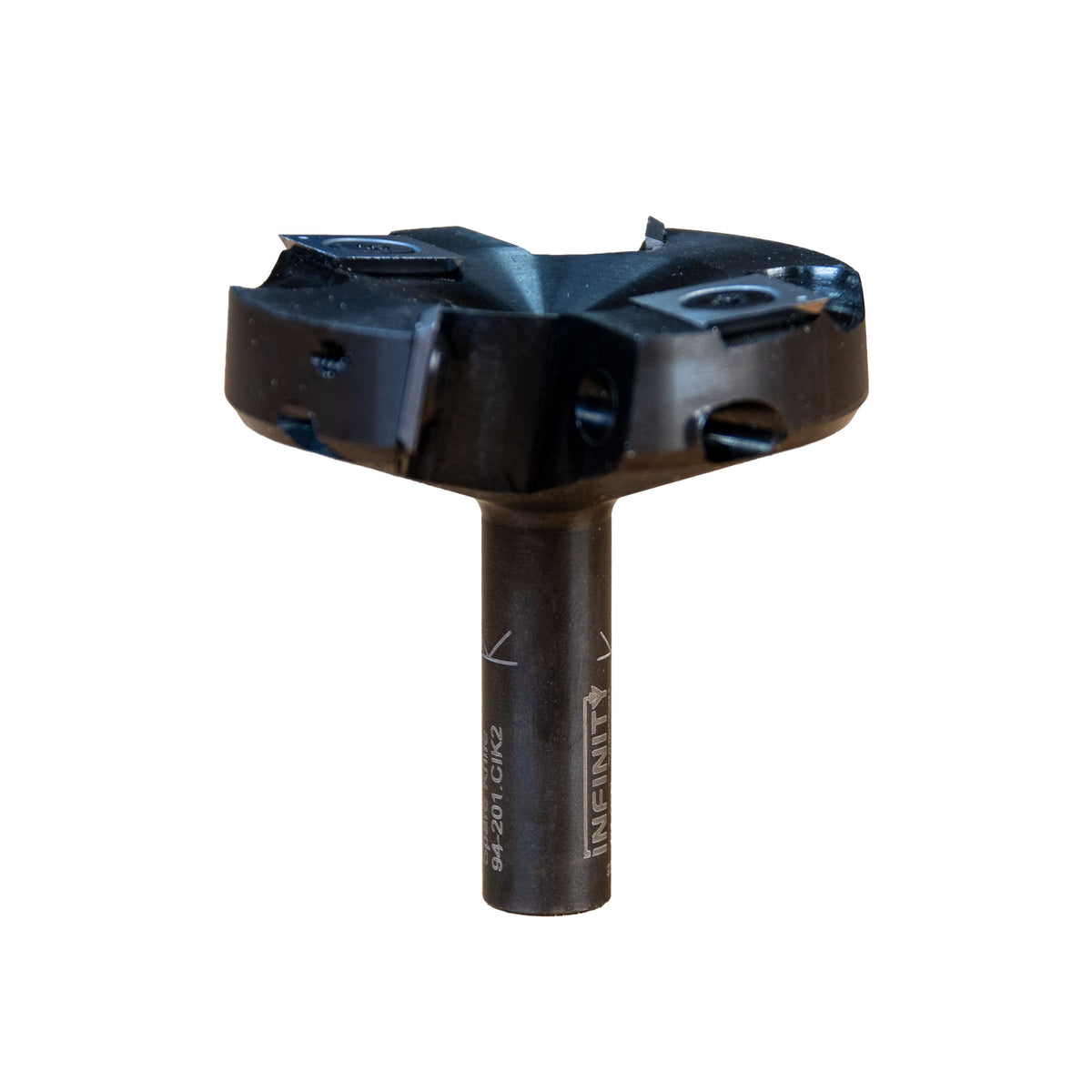 Infinity Tools Insert-Pro Spoilboard Surfacing and Rabbeting 2+2 Design Fly Cutter,  2-1/2" D x 1/2" CH, 1/2" Shank