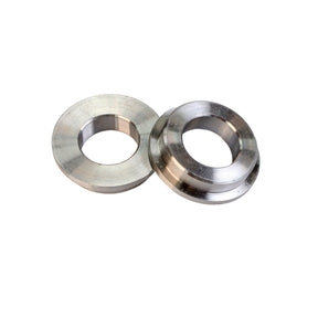Pair of metal router bit flange washers for woodworking tool alignment