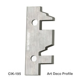 Steel molding knife CIK-195 with Art Deco profile for woodworking jointer or planer