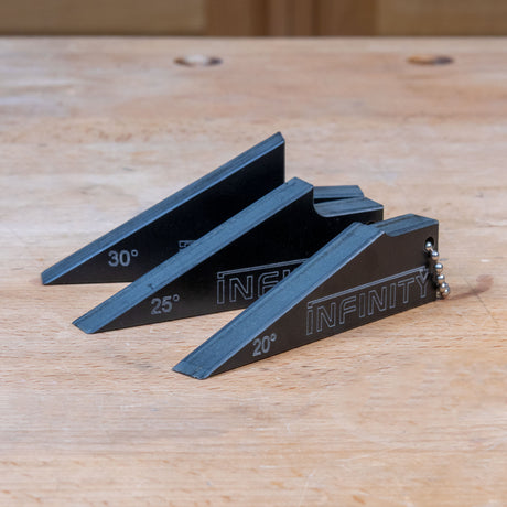 Drill press sharpening system angle guides.