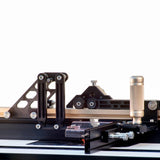 Precision router table fence system with adjustable stops and ergonomic handle for woodworking