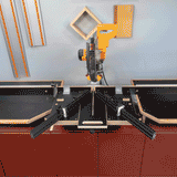 Easy Angle Miter Jig on miter saw station demonstrating precise angle wood cutting