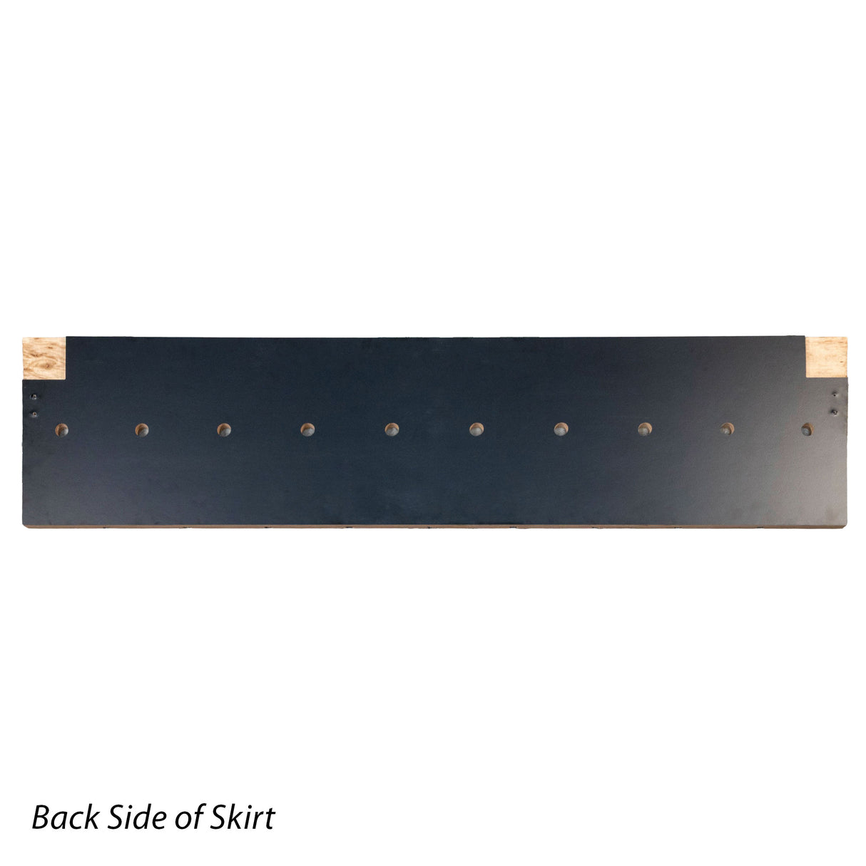 Back view of woodworking router table skirt with pre-drilled mounting holes