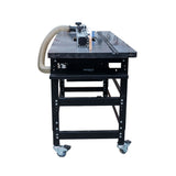 Infinity Tools 1776 Freedom Class router table with dust hose, left side view, on a white background