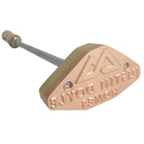 Custom brass wood branding iron with engraved text and logo, ideal for woodworking projects