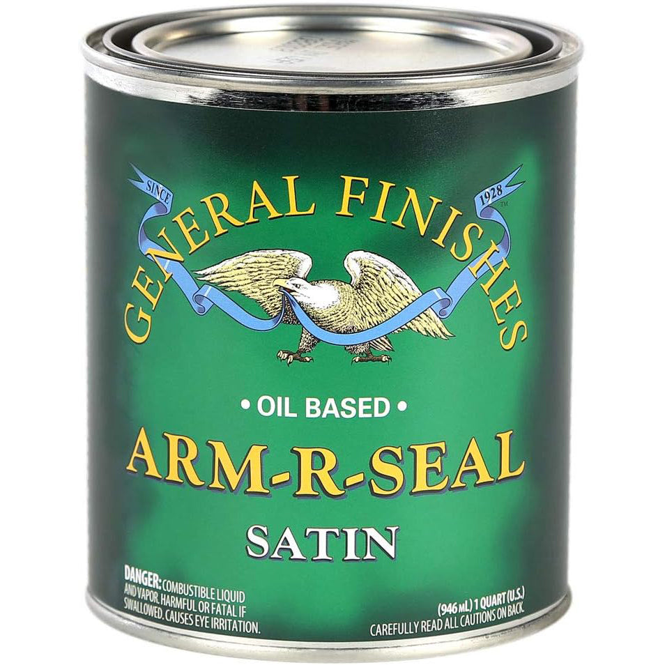 General Finishes Arm-R-Seal satin oil-based wood finish quart can on white background
