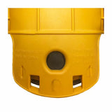 Close-up of a yellow push block for woodworking safety on table saws and router tables