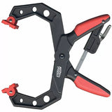 Bessey woodworking clamp with red handles and adjustable jaws