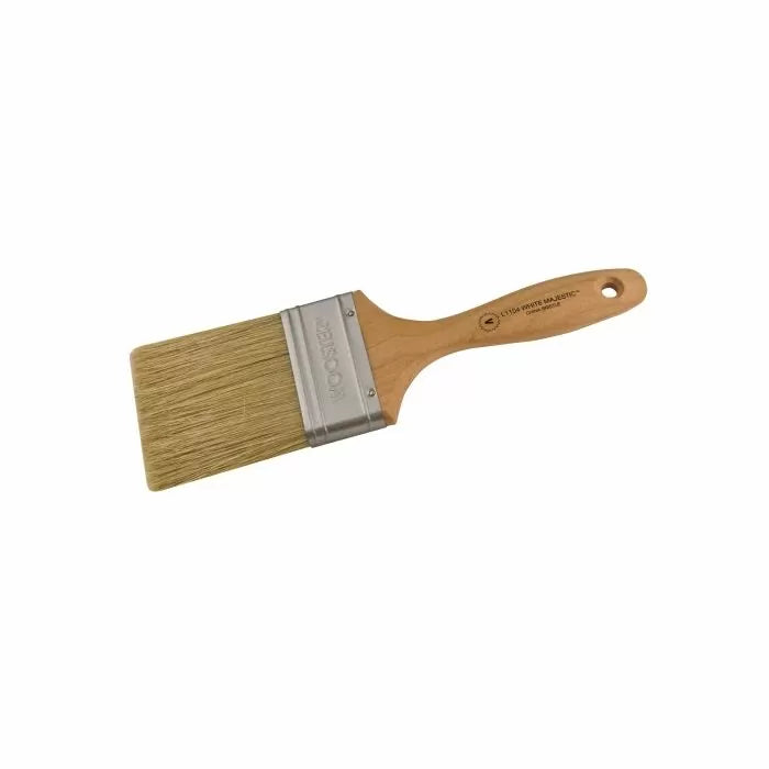 Wooden handle flat paint brush with natural bristles for woodworking finishing projects