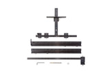 Woodworking jig set with rulers, drill bit, and hardware for precise hole drilling