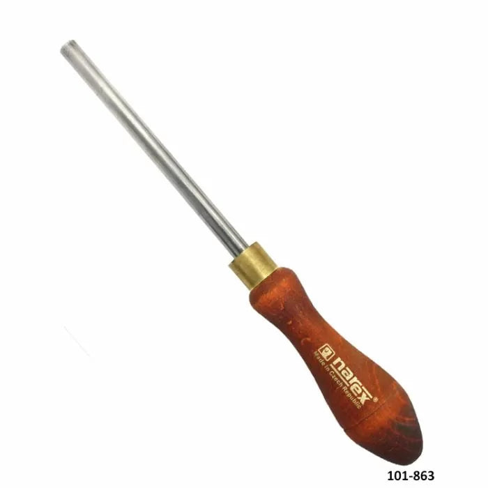 Woodworking burnisher tool with wooden handle for sharpening cabinet scrapers