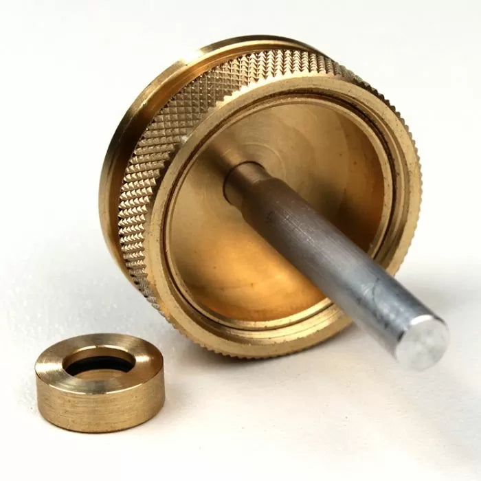 Brass wheel marking gauge for woodworking with knurled edge and removable circular guide