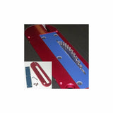 Red aluminum table saw insert with riving knife and hardware for woodworking