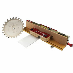 Table saw blade and precision woodworking jig with adjustable fence and clear guard