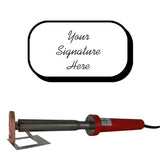 Electric wood branding iron with customizable signature plate for woodworking projects.