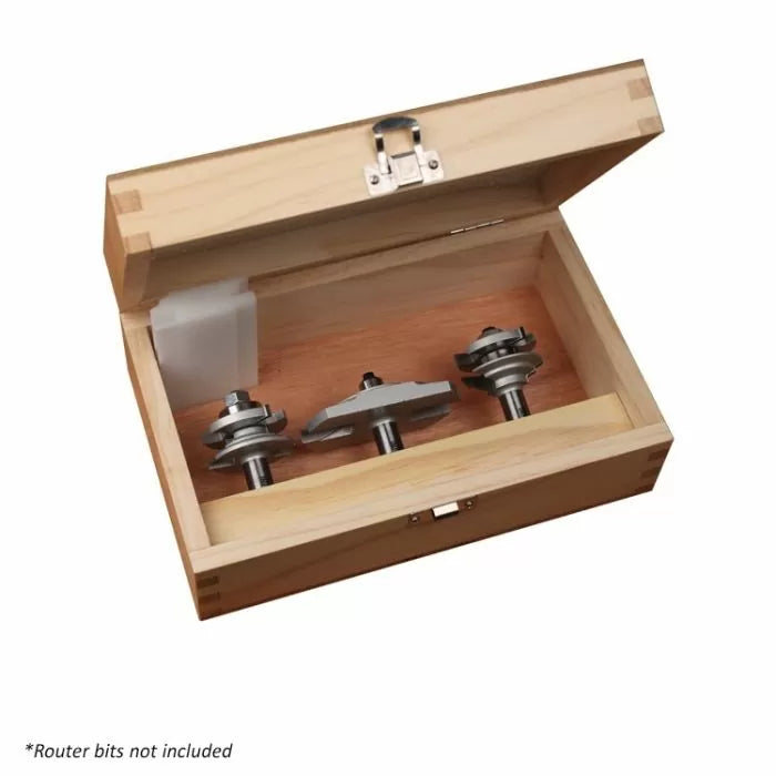 Wooden storage box for router bits with foam insert and metal latch, router bits not included