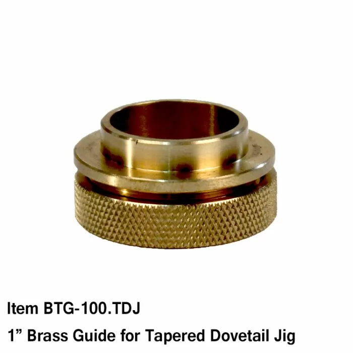 1-inch brass guide bushing for tapered dovetail jig, knurled edge, woodworking accessory
