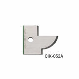 CIK-052A carbide woodworking insert knife with curved cutting edge on white background