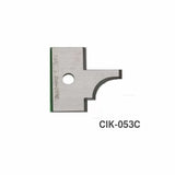 Steel woodworking insert knife CIK-053C with curved edge and mounting hole