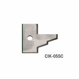Profiled steel woodworking insert cutter blade with hole, labeled CIK-055C, on white background