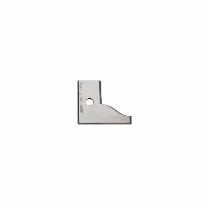 Replacement carbide insert for woodworking cutting tools, rectangular with curved edge