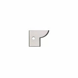 Carbide woodworking cutter insert with radius edge and mounting hole on white background