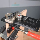 Dovetail joint jig clamped to wood board for precise woodworking joinery