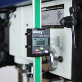 Digital readout depth gauge attached to woodworking drill press for precise measurements