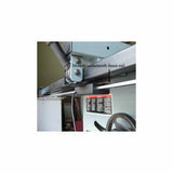 Table saw fence rail mounting bracket with bolts, shown installed under the fence rail.