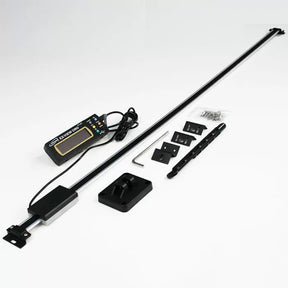 Digital readout kit with electronic display, rail, brackets, hardware, and mounting accessories