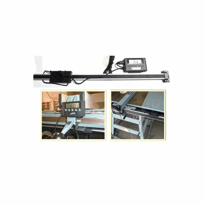 Digital readout fence system for table saw with LCD display and mounting hardware
