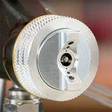 Close-up of spray gun nozzle for woodworking finish application