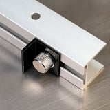 Aluminum table saw fence rail with knurled adjustment knob and mounting bracket