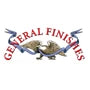 General Finishes logo with eagle illustration and blue ribbon on white background