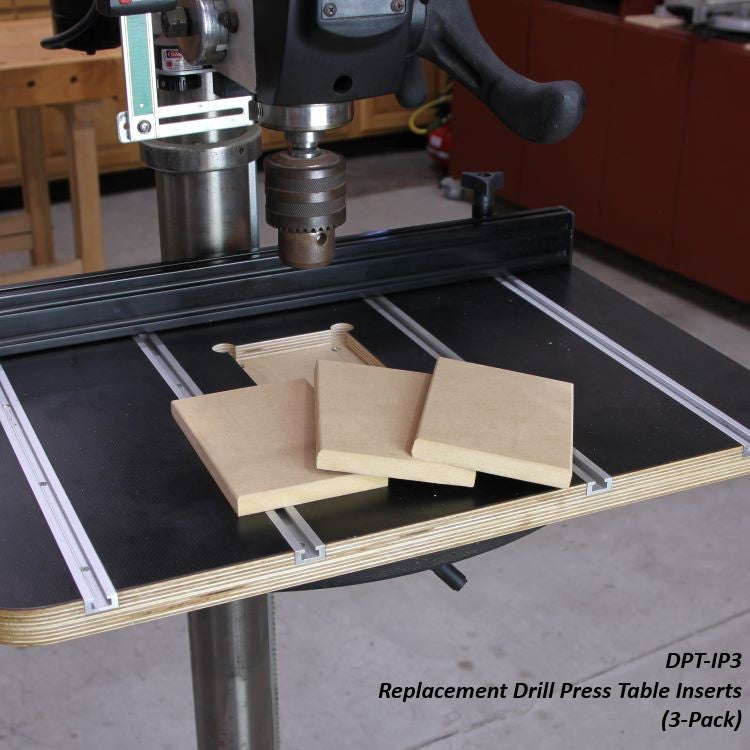Replacement drill press table inserts 3-pack on drill press woodworking table