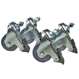 Set of four heavy-duty swivel locking caster wheels with metal mounting stems