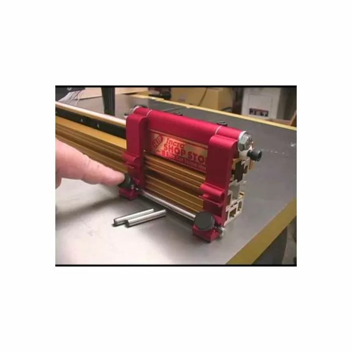 Router fence stop block for woodworking on metal table, hand adjusting tool, precision guide