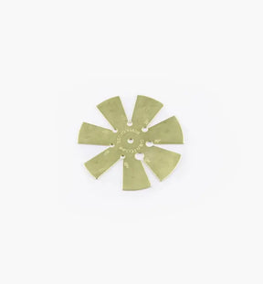 Brass feeler gauge for precise woodworking tool calibration on white background