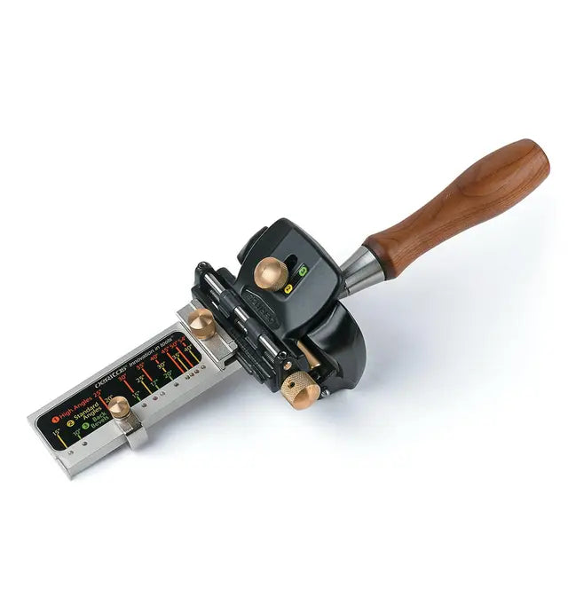 Woodworking dovetail marker jig with wood handle and precision measurement guide