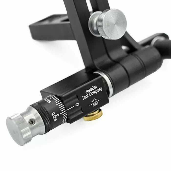 Precision woodworking tool with micrometer adjustment and measurement markings