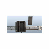Digital fence readout with open battery compartment on a metal ruler, woodworking tool accessory