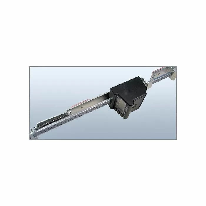 Digital readout system for woodworking tools on a metal rail with measurement markings