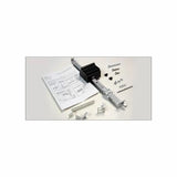 Woodworking fence system kit with metal rail, mounting hardware, and assembly instructions