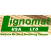 Lignomat USA LTD logo on wood grain background, moisture meters and monitoring systems