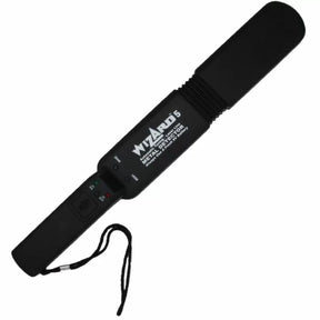Handheld metal detector wand with black handle and control buttons, ideal for woodworking safety.