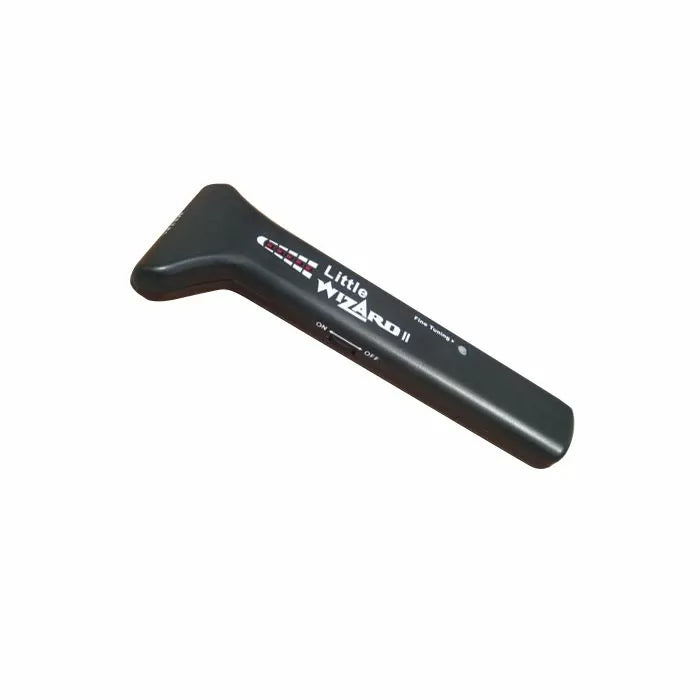 Little Wizard II handheld metal detector for woodworking, black ergonomic tool on white background