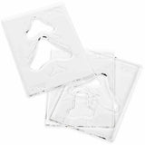 Clear acrylic woodworking templates with a tree shape cutout, ideal for precise routing.