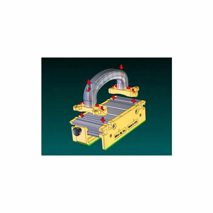 Yellow woodworking push block with ergonomic handle for table saw and router safety.