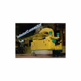 Yellow deflector connector attachment for woodworking router table, close-up view