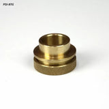 Brass router table guide bushing with knurled edge on white background